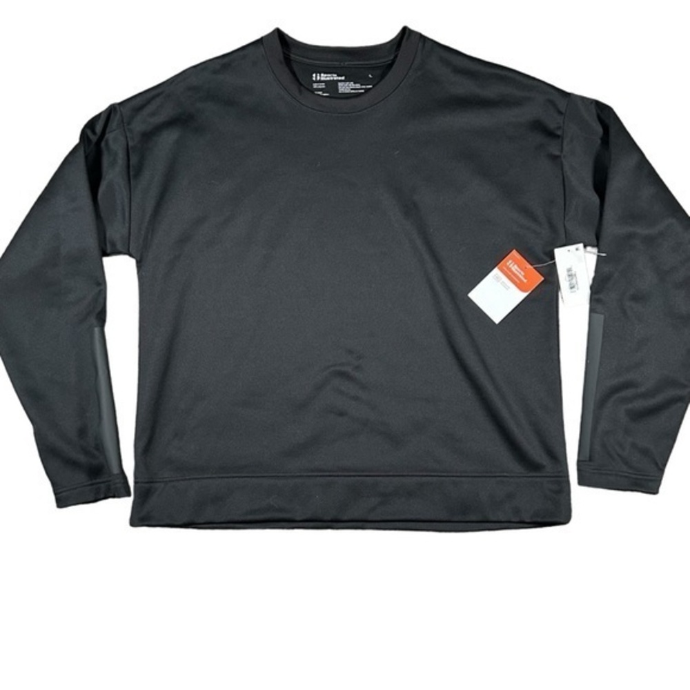 Sports Illustrated Mens Crew‎ Neck Sweatshirt Zip Cuffs Black Large NWT Comfy